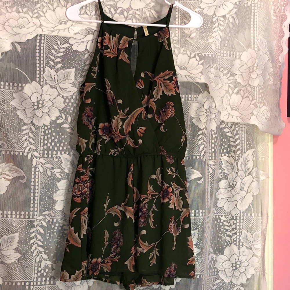 Japna Floral Green/Pink Summer Romper Size L